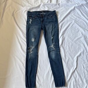 Hollister Dark Blue Distressed Skinny Jeans